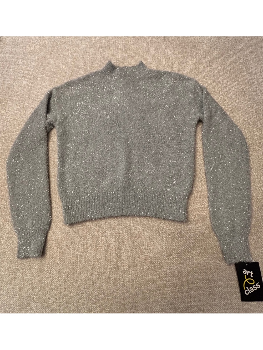 Art Class Silver Sparkle Fuzzy Girl’s Sweater Size Medium (7/8)